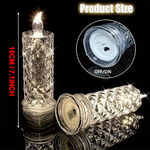 Buy 1 get 1 free✨🕯️LED Crystal Candle Lights 🌈Battery Operated with 6 Hour Timer