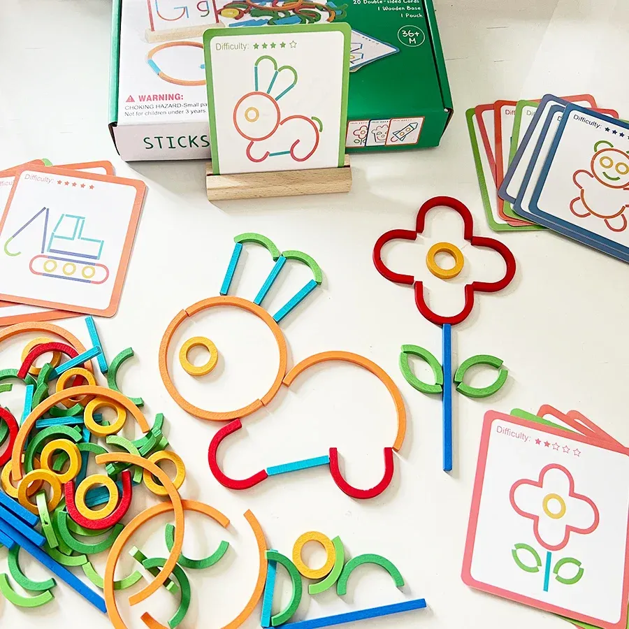 Sticks & Rings – Smart & Creative – Wooden Shape Puzzle