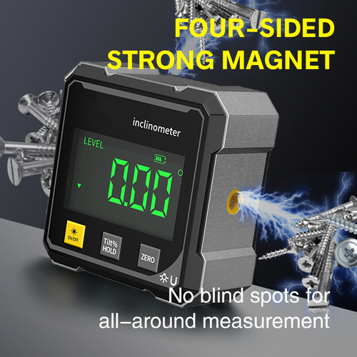 4-sided magnetic digital angle gauge with laser