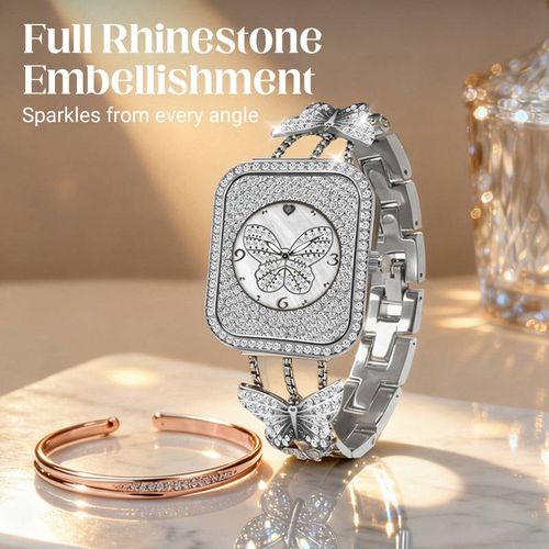 Women Elegant Butterfly Jewelry Chain Watch🎀💎⌚-Gold-White