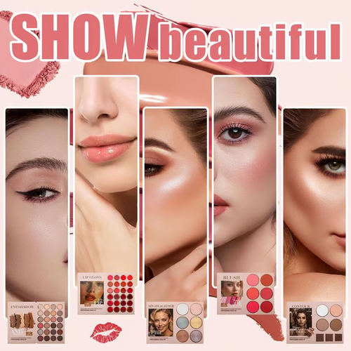 🏆 5-Layer Book-Style Makeup Palette  (✨WATERPROOF AND LONG-LASTING)