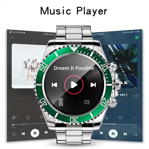 Multifunctional Bluetooth Talk Men's Casual Smart Watch-Color: Black