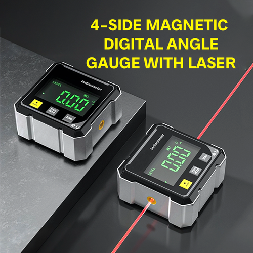 4-sided magnetic digital angle gauge with laser