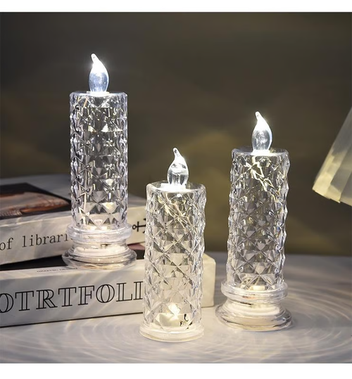 Buy 1 get 1 free✨🕯️LED Crystal Candle Lights 🌈Battery Operated with 6 Hour Timer