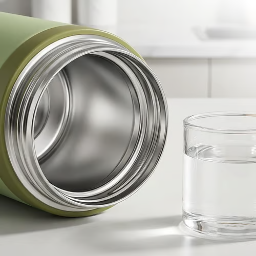 Stainless Steel Vacuum-Insulated Bottle with Lidded Cup