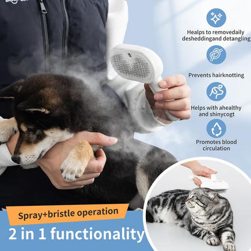 The All-in-One Pet Grooming Mist Brush