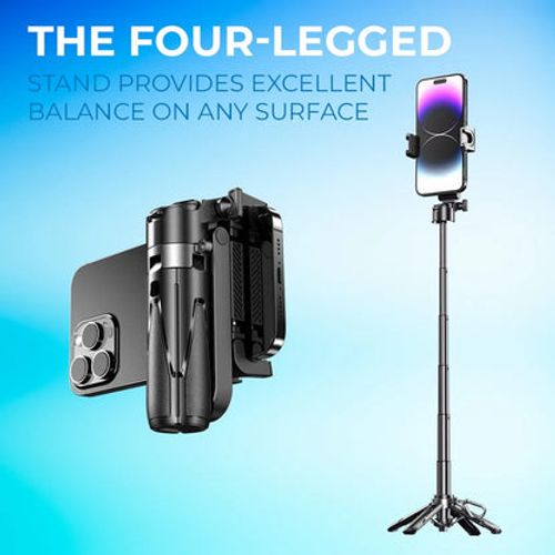 💥📱✨Extendable pocket-sized selfie stick tripod with detachable remote control