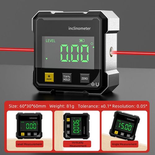 4-sided magnetic digital angle gauge with laser