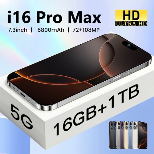 2025 New Arrival Original I16 Phone 16 Pro Max 5G 7.3 Inches 16GB+1TB Deca 108MP Rear Camera LTE Cellular English