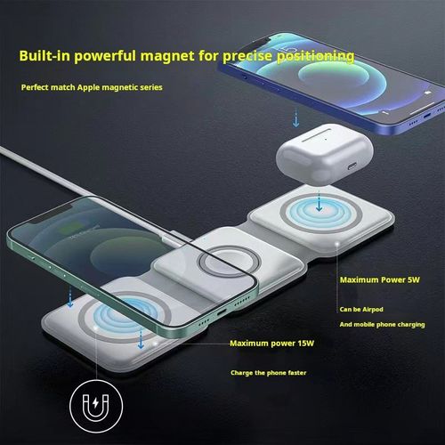 Foldable Portable Ultra-thin 15w Wireless Charger for Iphone Airpods Apple Watch