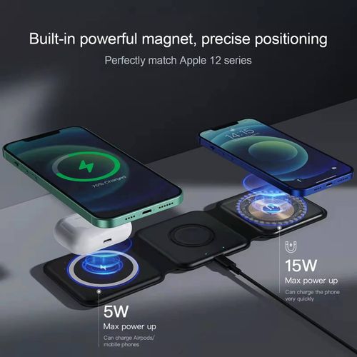Foldable Portable Ultra-thin 15w Wireless Charger for Iphone Airpods Apple Watch