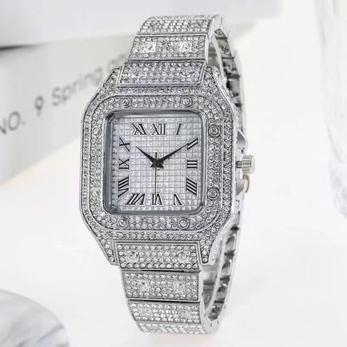 Full Diamond Men's 18K Gold Plated Quartz Watch Rhinestone Iced Out Wrist Quartz Watch
