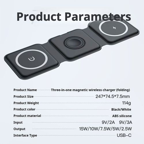 Foldable Portable Ultra-thin 15w Wireless Charger for Iphone Airpods Apple Watch