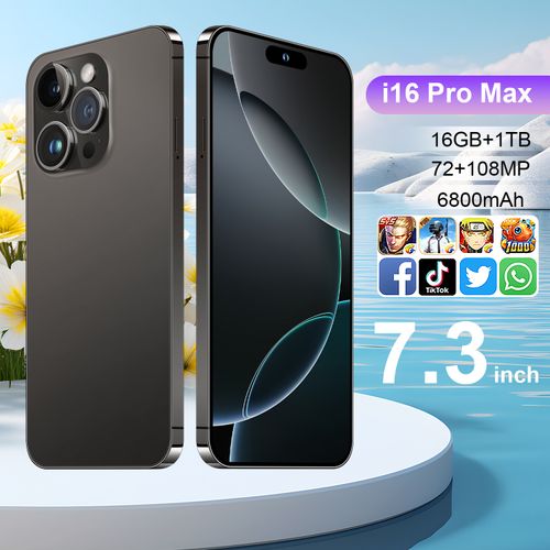 2025 New Arrival Original I16 Phone 16 Pro Max 5G 7.3 Inches 16GB+1TB Deca 108MP Rear Camera LTE Cellular English