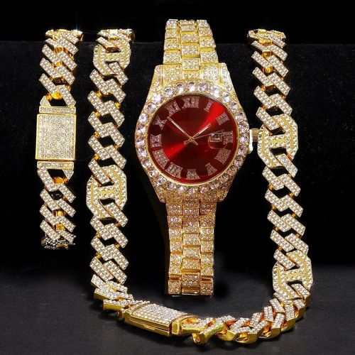 Luxury Diamond-Studded Starry Sky Trio Set - Bracelet + Diamond Watch + Necklace