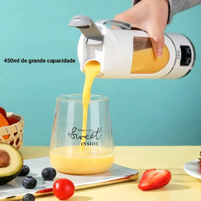 Espremedor doméstico com triturador de gelo Espremedor portátil com carregamento USB Caneca de viagem para atividades ao ar livre