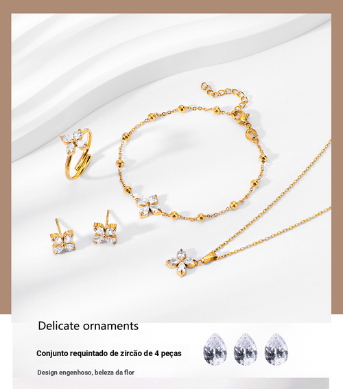 Conjunto de quatro colares Joias com cores resistentes Acessórios de cristal