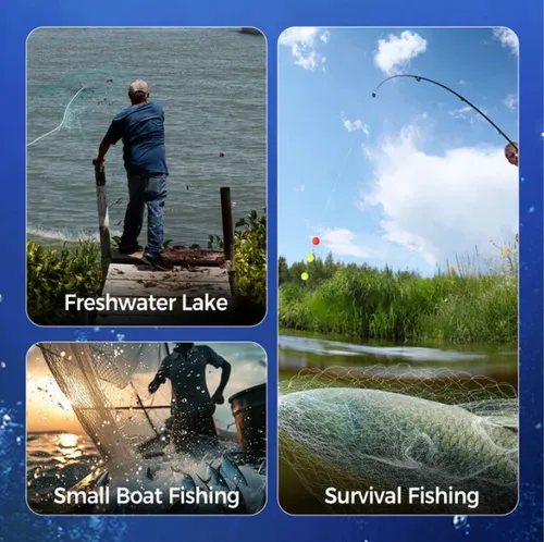 Fishing Gill Net with Spring Bait Trap