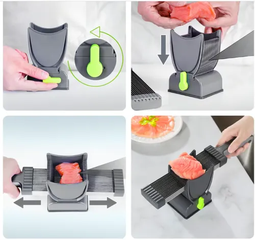 Meat Slicer For Fresh Raw Meat, Adjustable Thickness 2 Or 4 Mm, 17-In-1 Stainless Steel Meat Cleaver Kitchen Knife