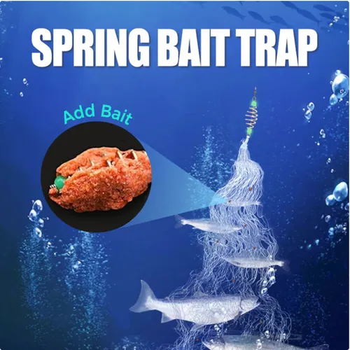 Fishing Gill Net with Spring Bait Trap