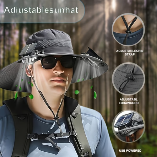 🏆 50K+ SOLD! ⚡2025 New Ultralight Solar Fan Sun Hat – Lighter Than a Baseball!