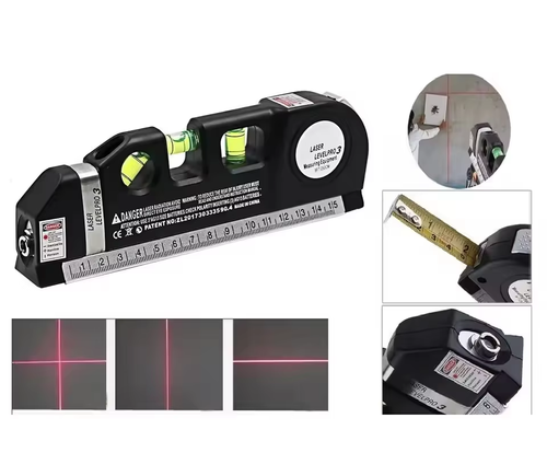 Multifunctional laser instrument high precision black plastic steel ruler to measure cross straight lines