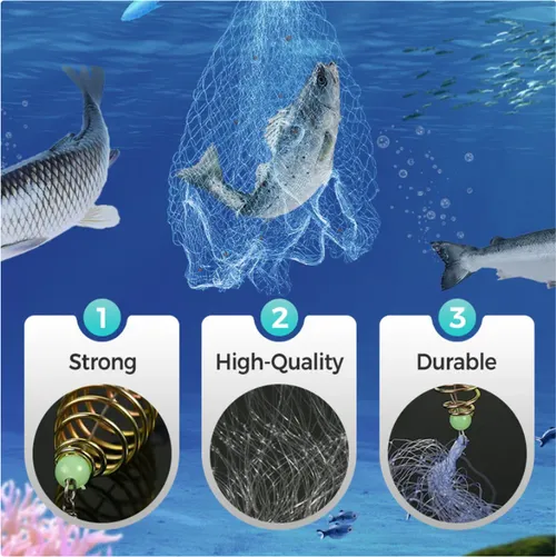 Fishing Gill Net with Spring Bait Trap