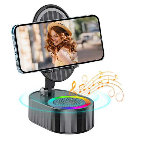 💥Last day promotion🔥2025 upgraded mobile phone holder with induction speaker, mobile power and light