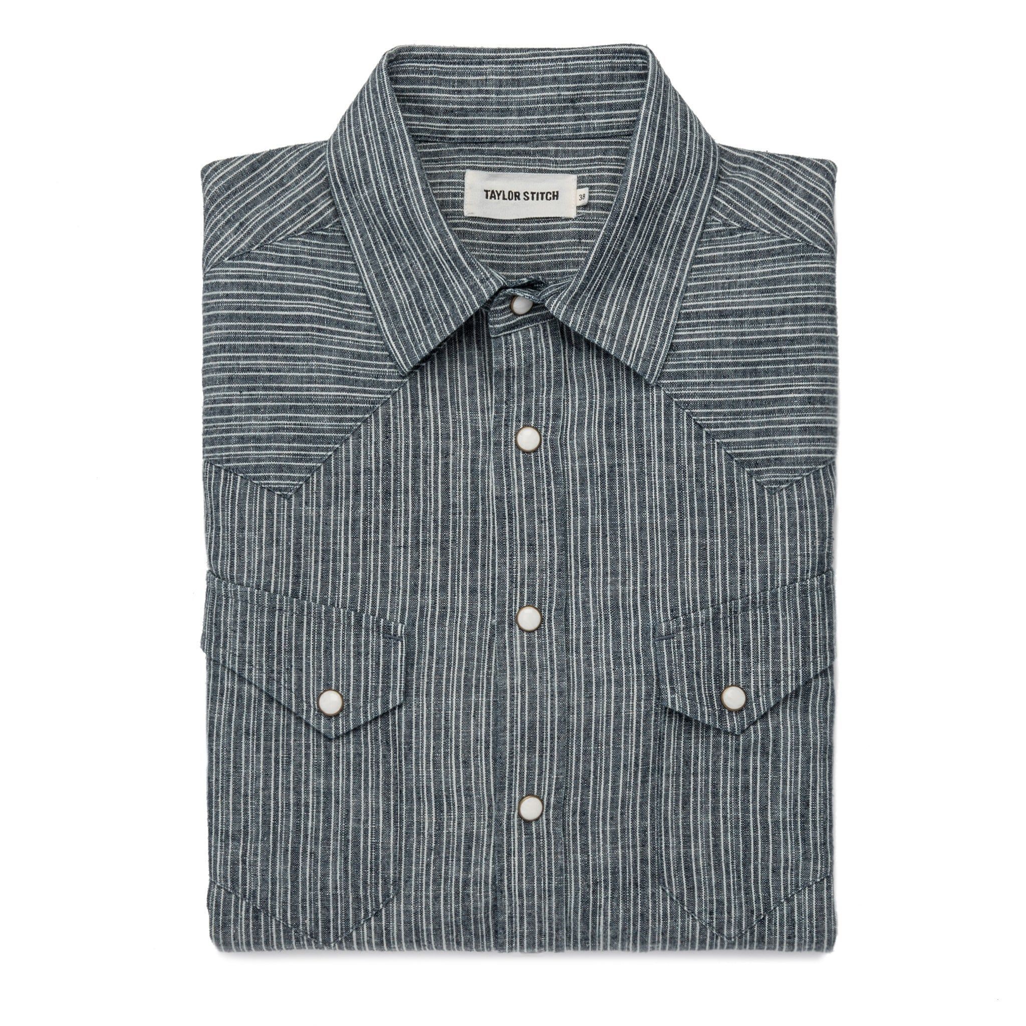 Nruuv Western Shirt in Hemp Stripe Chambray