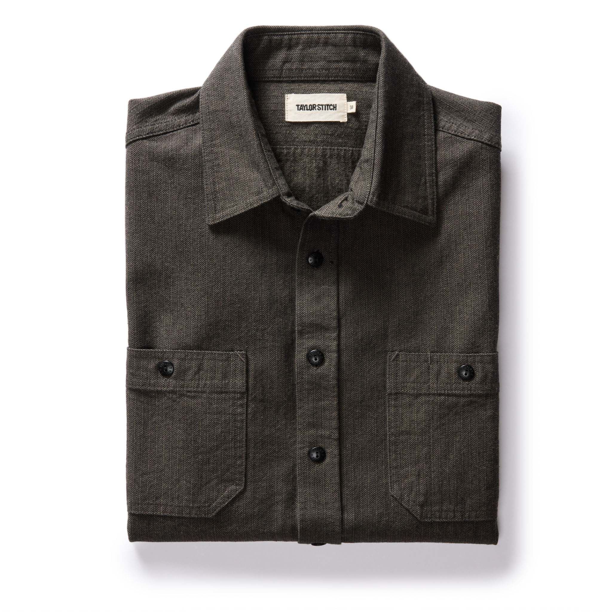 Nruuv Utility Shirt in Olive Broken Herringbone