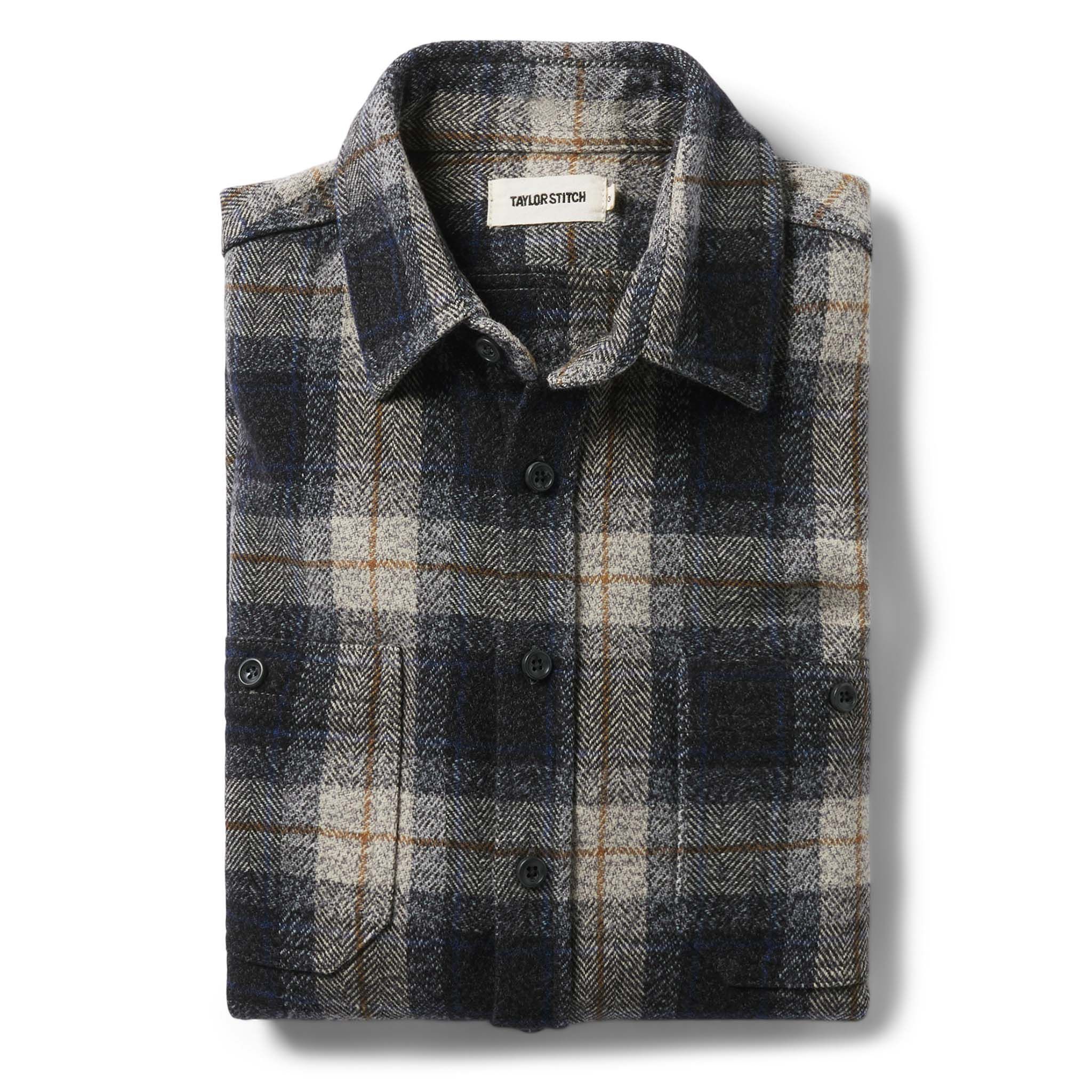 Nruuv Utility Shirt in Navy Jaspe Herringbone Plaid