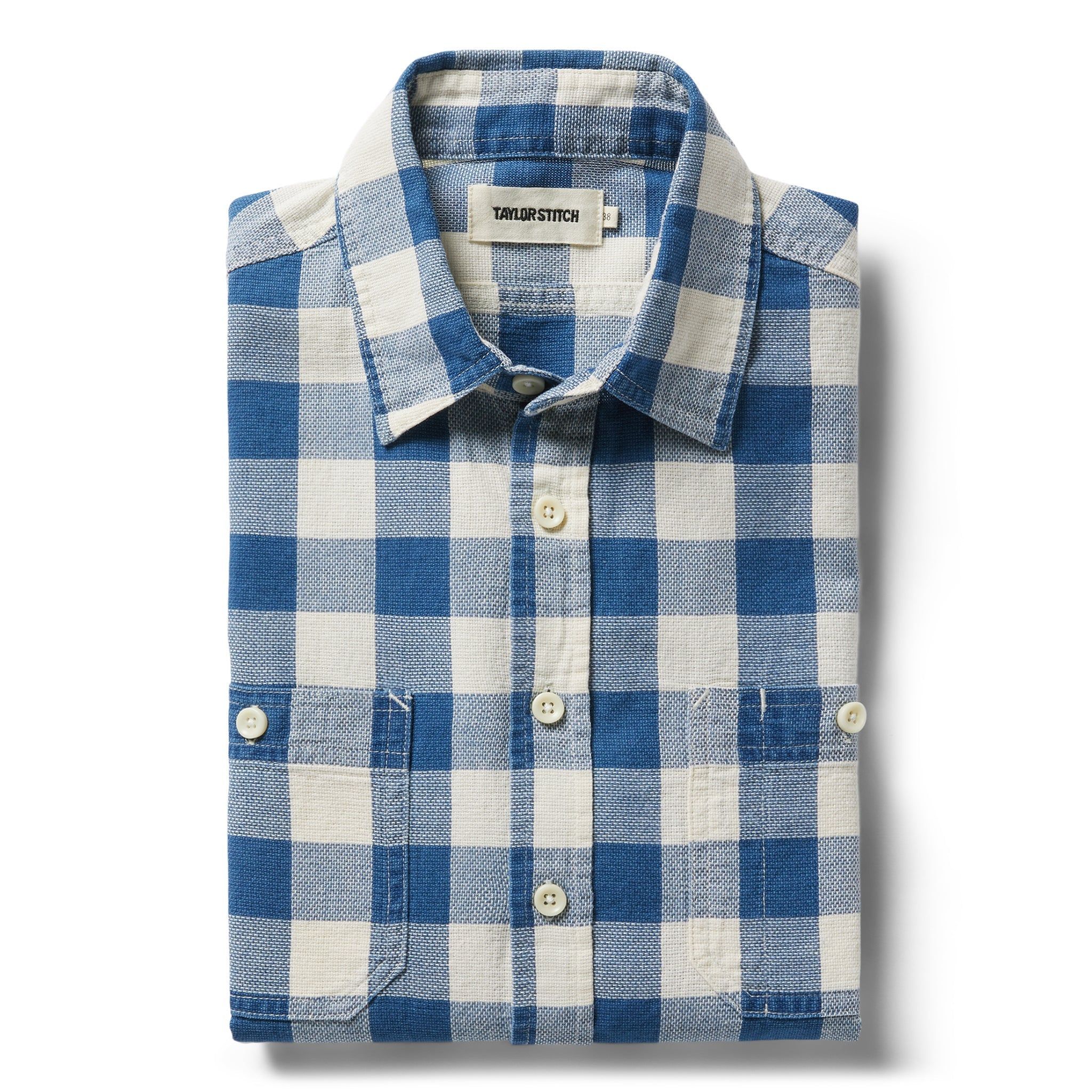 Nruuv Utility Shirt in Sun Bleached Indigo Check