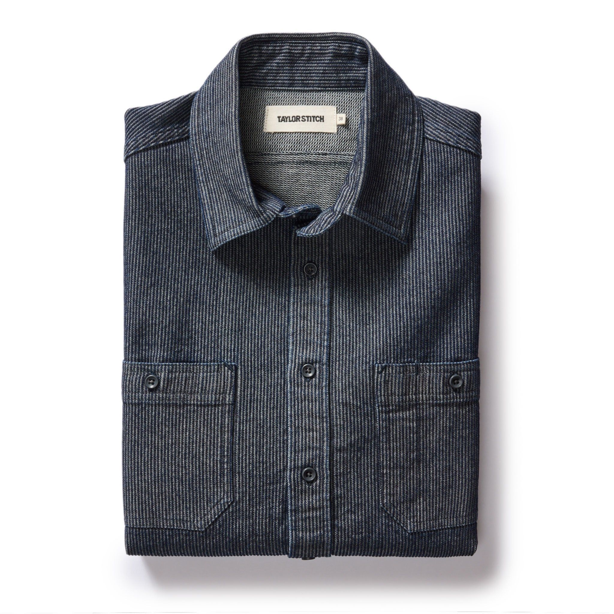 Nruuv Utility Shirt in Rinsed Indigo Stripe