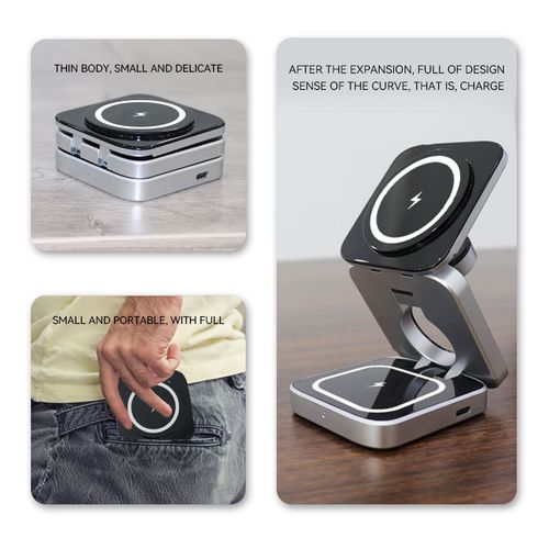 2025 New Ideas Product 15W Fast Charging 3 in 1 Magnetic Wireless Charger for Mobile Phone Smart Watch Earphones