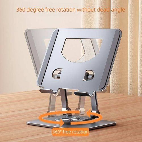 Upgraded 360° Rotatable Aluminum Alloy Tablet Stand, Adjustable Desktop Holder for iPad & Phones