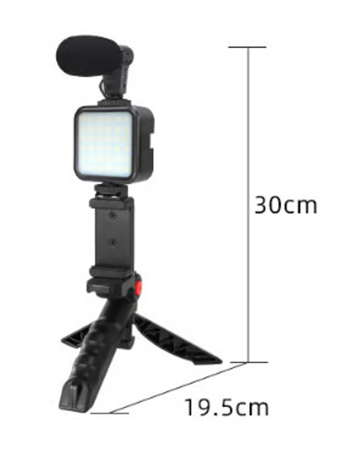Professional Live Video Mobile Phone Photography Set with Fill Light Microphone Tripod