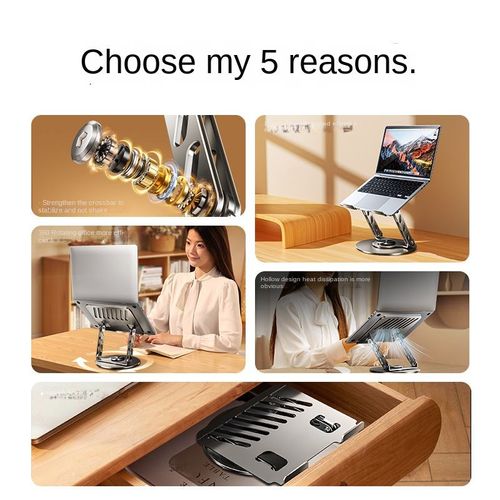 360 Adjustable Height Rotating Laptop Elevator Ergonomic Metal Tablet PC Stand Durable and Comfortable for Office or Home Use