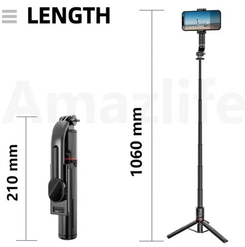 Mini phone tripod with zoom, pocket selfie stick, retractable Bluetooth handle for DSLR shooting.