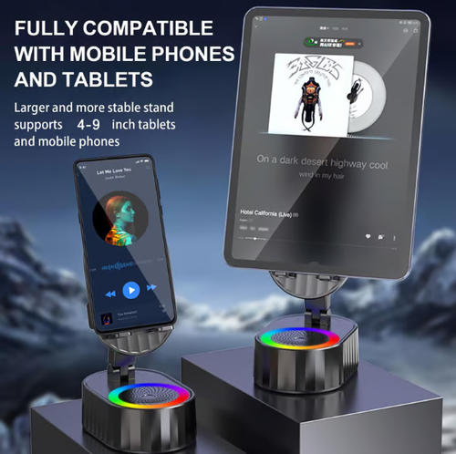 2025 Upgraded Cell Phone Stand with Induction Speaker Power Bank Atmosphere Light