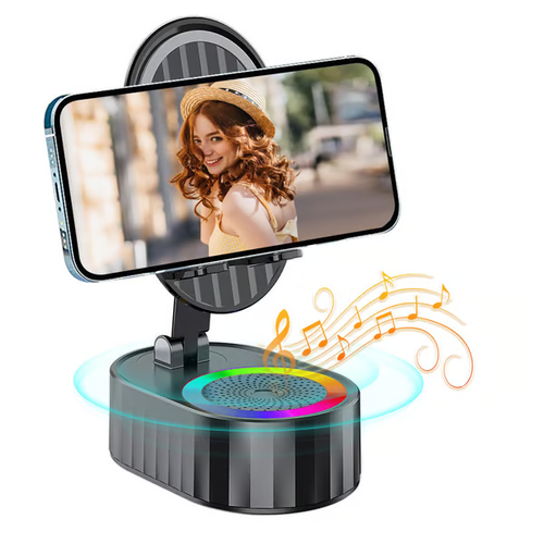 2025 Upgraded Cell Phone Stand with Induction Speaker Power Bank Atmosphere Light