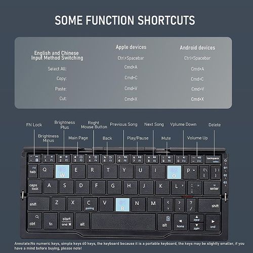 Foldable Wireless Keyboard with Magnetic Holder Aluminum Alloy Mini Folding Keyboard Tablet  Tablet Charging Keyboard