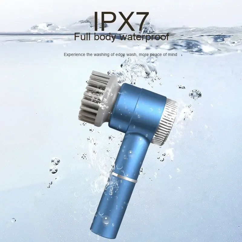 Multipurpose electric spin scrubber with replaceable brush heads for tableware and bathroom kitchen cleaning