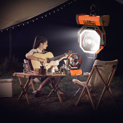 Outdoor Portable 20000 mAh Battery Powered LED Camping Fan with Light and Remote Control Outdoor Fan with Power Bank Function