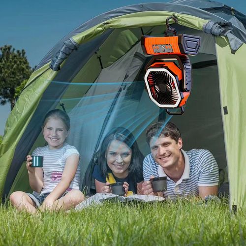 Outdoor Portable 20000 mAh Battery Powered LED Camping Fan with Light and Remote Control Outdoor Fan with Power Bank Function