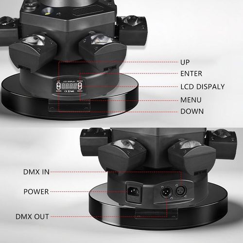6 Arm Bee Eye DJ  Strobe Disco Stage Light 150W RGBW Laser Party Light Wedding Theme Park Remote Control Beam Moving Head