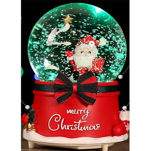 Santa Claus Crystal Ball Snow Magic Ornament Christmas Gift Music Box