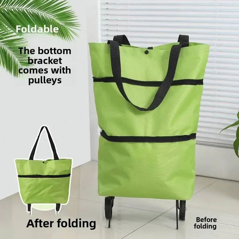 Wheeled foldable shopping bag