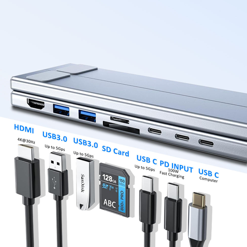 USB-C Laptop Docking Station Stand