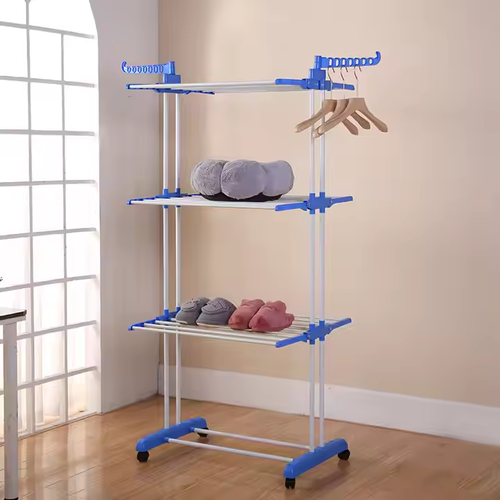 floor-standing three-tier clothes drying rack