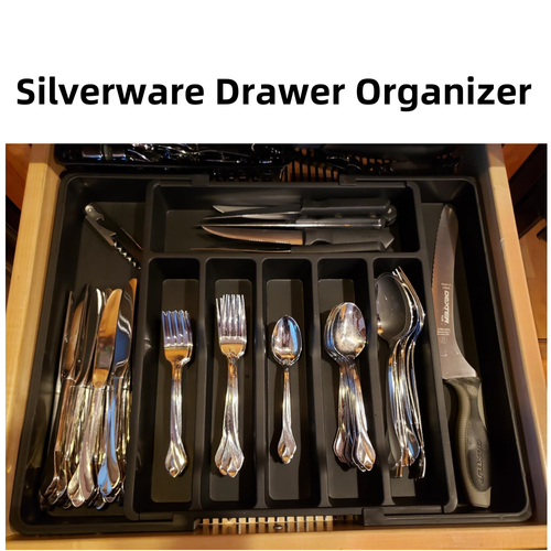 Retractable drawer-style cutlery storage box